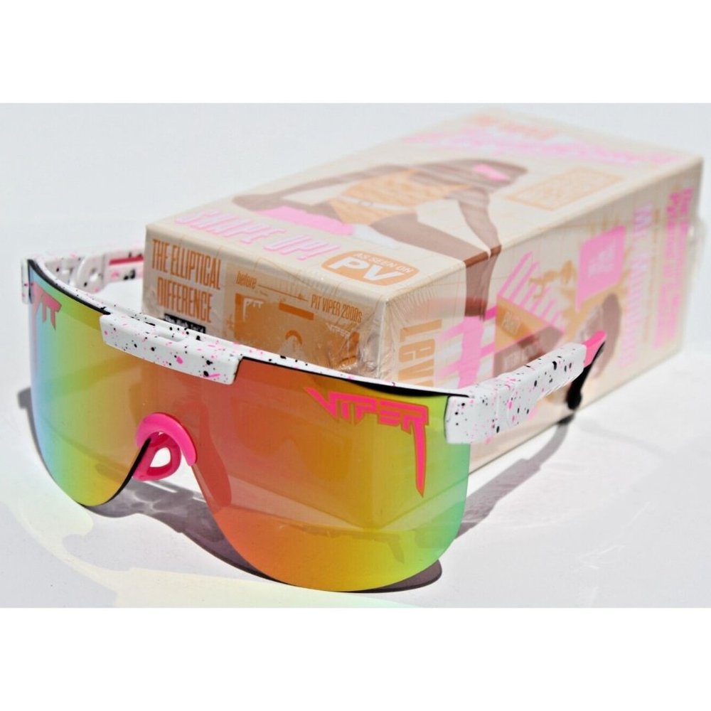 PIT VIPER The High Tai’d Ellipticals Sunglasses White Multi/Orange Shield NEW